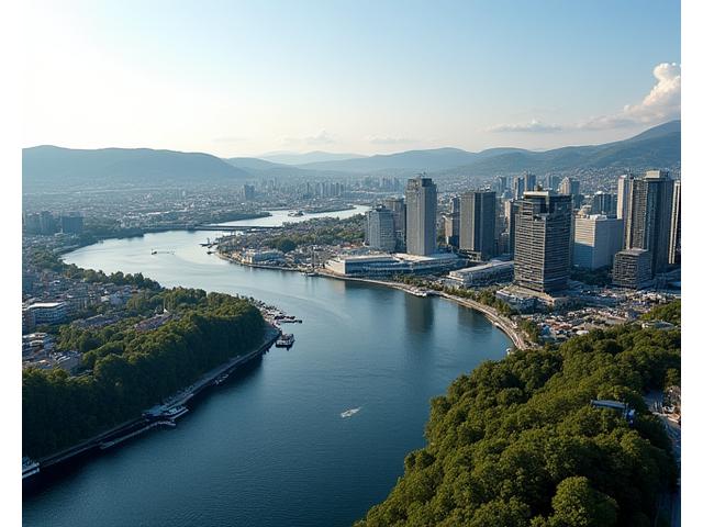 Luftfoto av Oslo sentrum med fjorden og Operahuset, som reflekterer byens modernitet og natur.