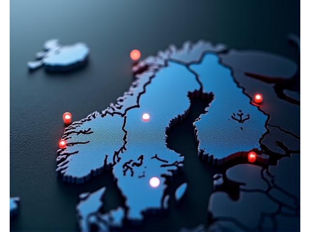 Nordisk kart som fremhever produksjonspartnere i Norge, Sverige og Danmark, med kvalitetsikringssymboler